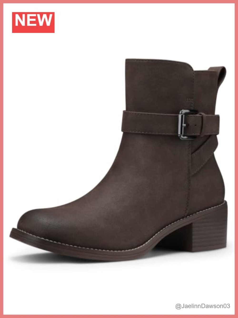 Faux Leather Ankle Boots Square Toe Low Block Heel Booties